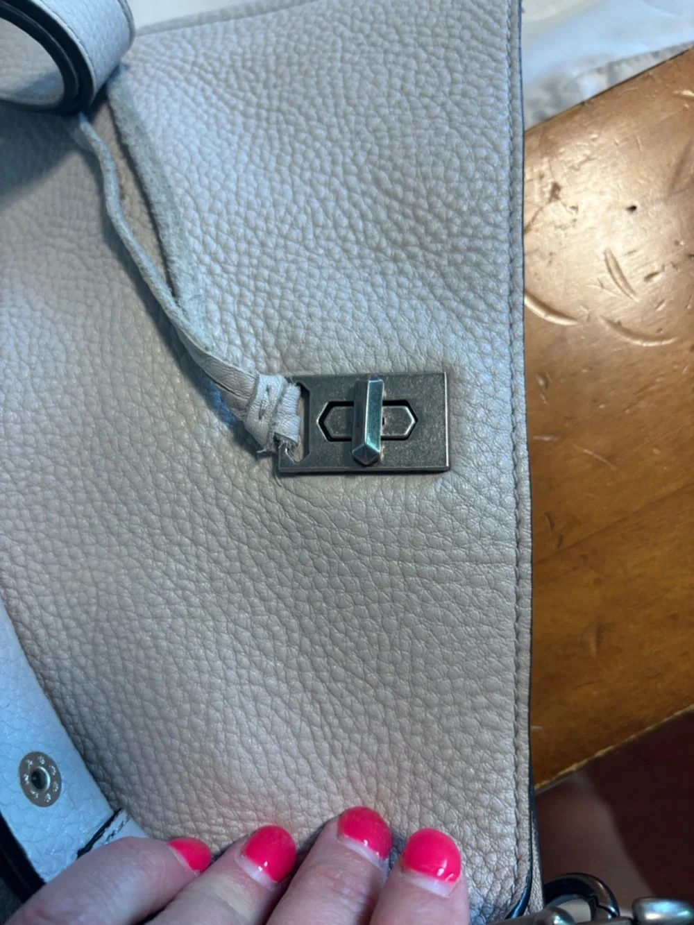 Leather Hobo Shoulder Studded Bag in Light Grey
